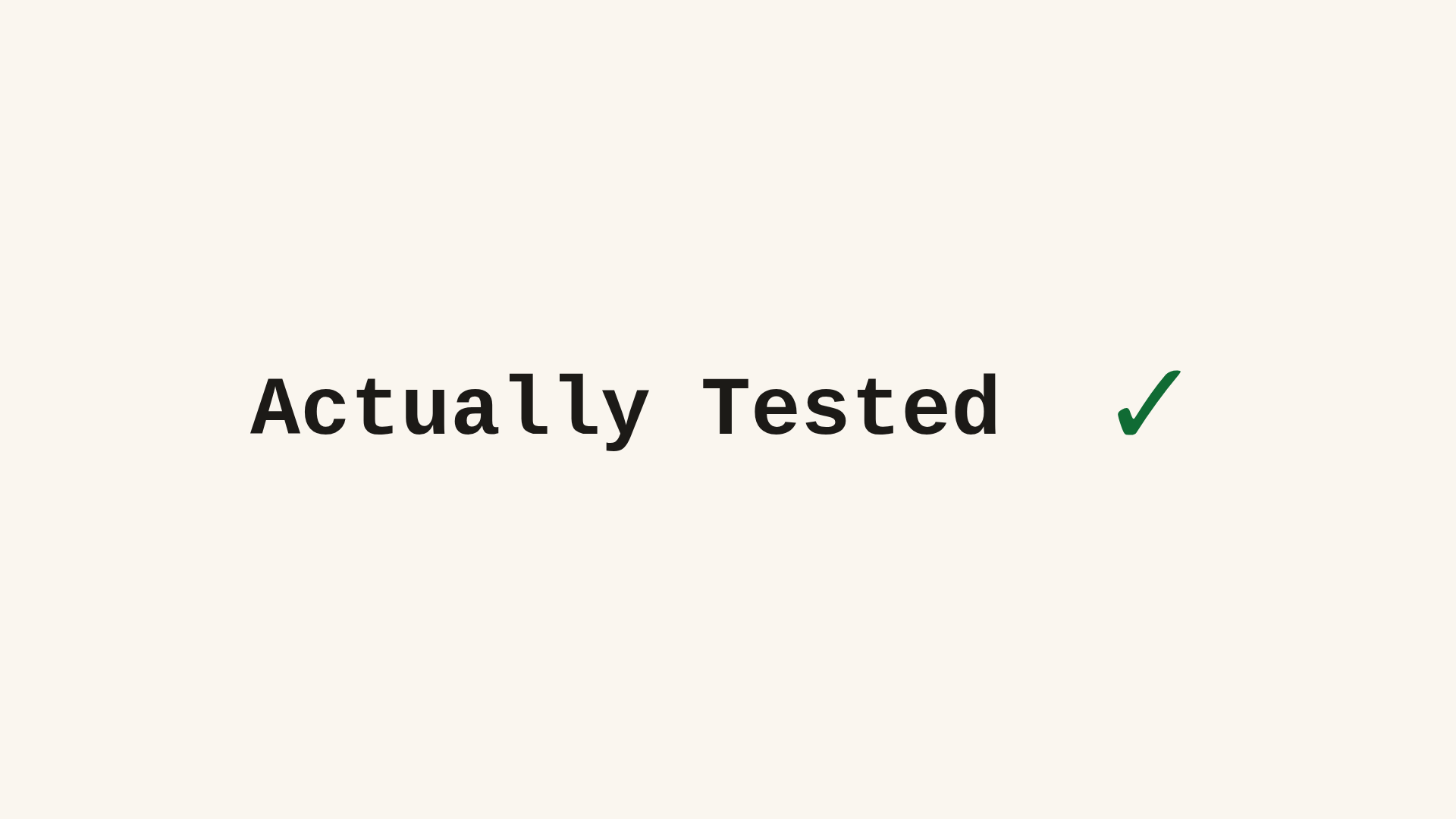 Remotion official skills result at frame 75: left-aligned typewriter title with a plain green check glyph beside it
