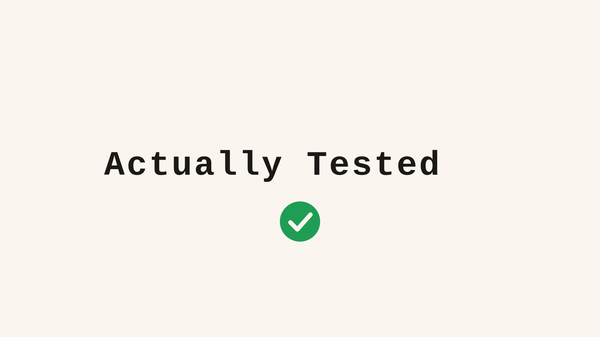 video-shotcraft result at frame 75: centered typewriter title with a green circular check badge below
